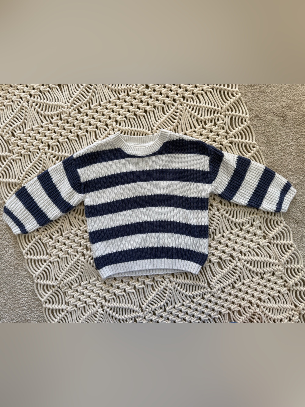 H&M Toddler Navy and White Striped Knit Sweater